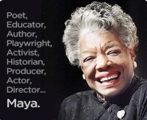 May Angelou smiling, poet,educator,author,playwright,activist,historian,producer,actor,director.